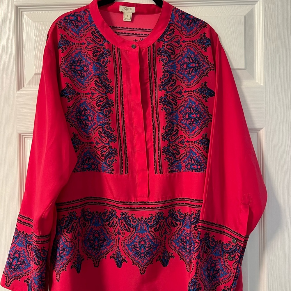 J. Crew Red & Blue Printed Tunic